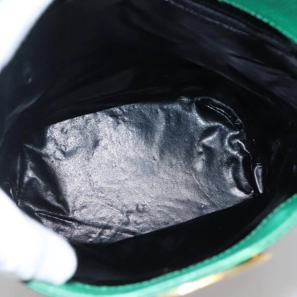 CELINE Shoulder Bag Leather Embossed Green Yellow Red Auth BA973 - Picture 11 of 16